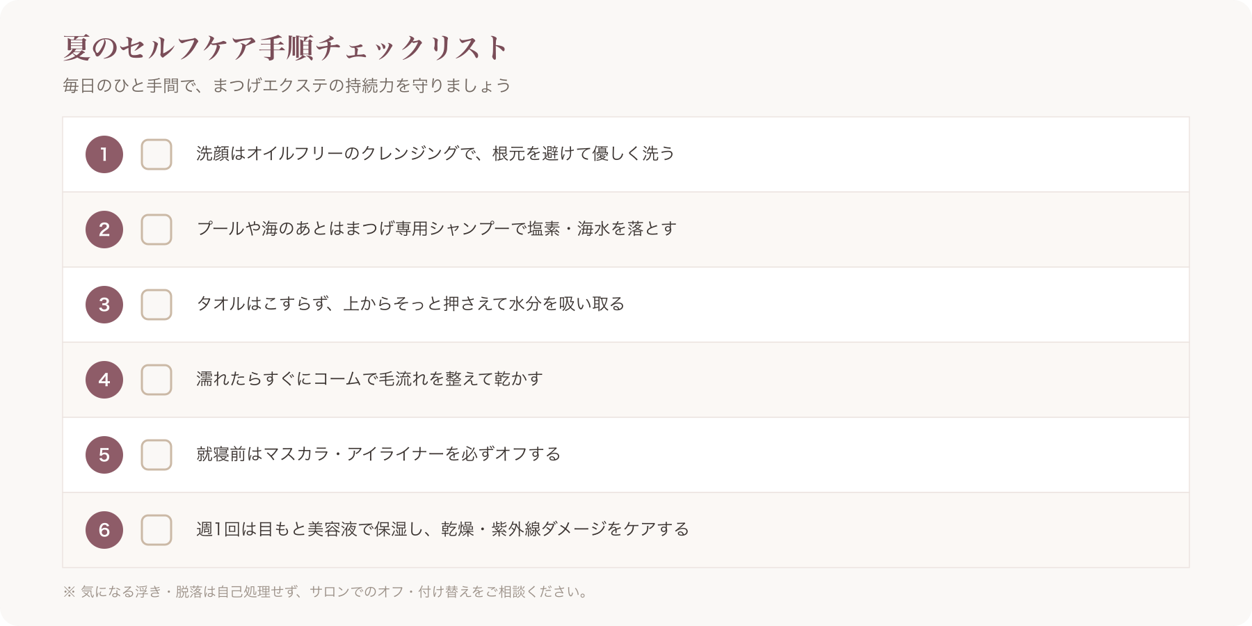 セルフケア手順チェックリスト