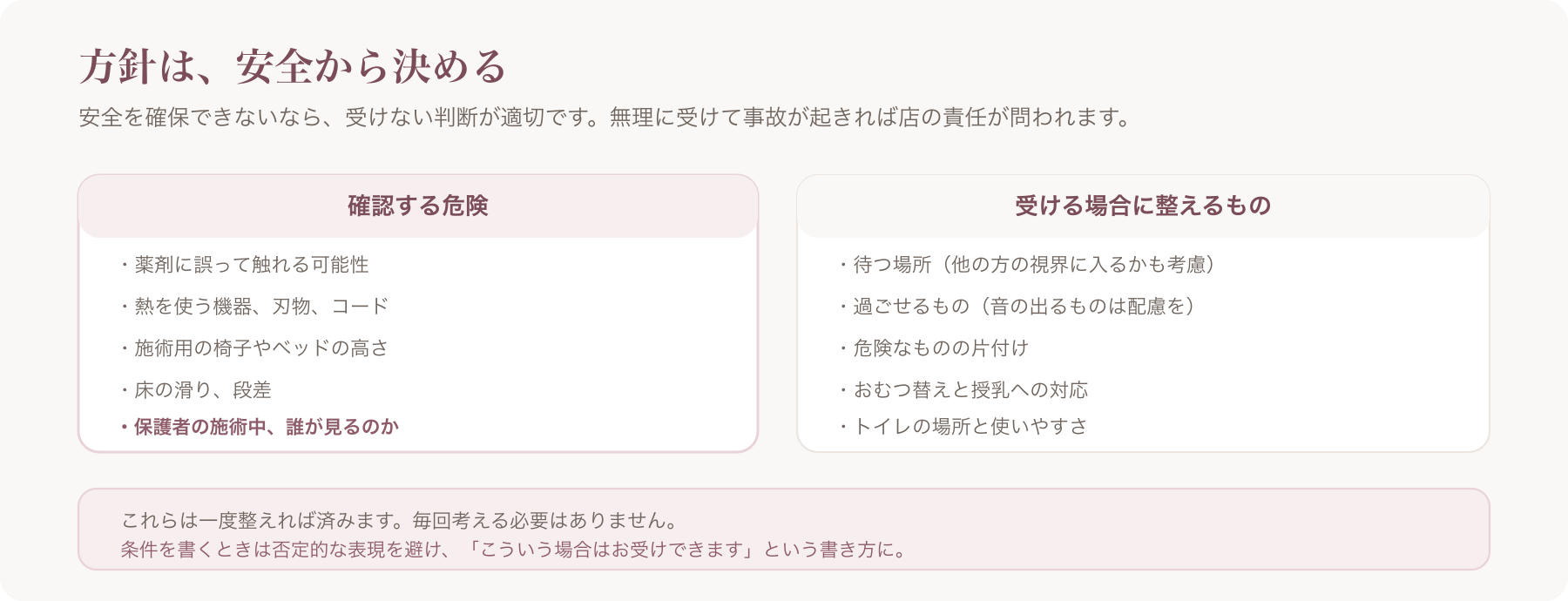 安全から方針を決める観点と、受ける場合の準備